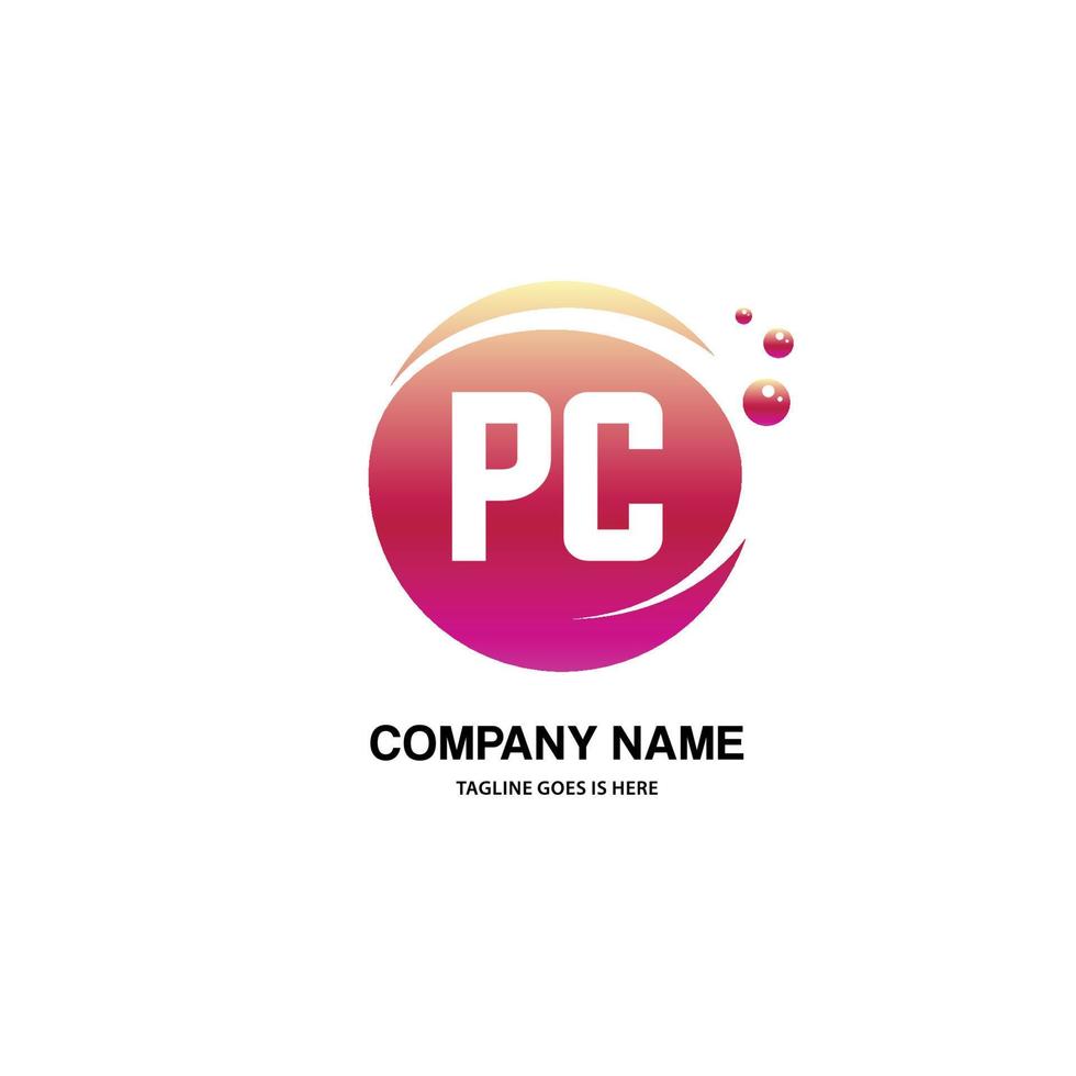 pc första logotyp med färgrik cirkel mall vektor