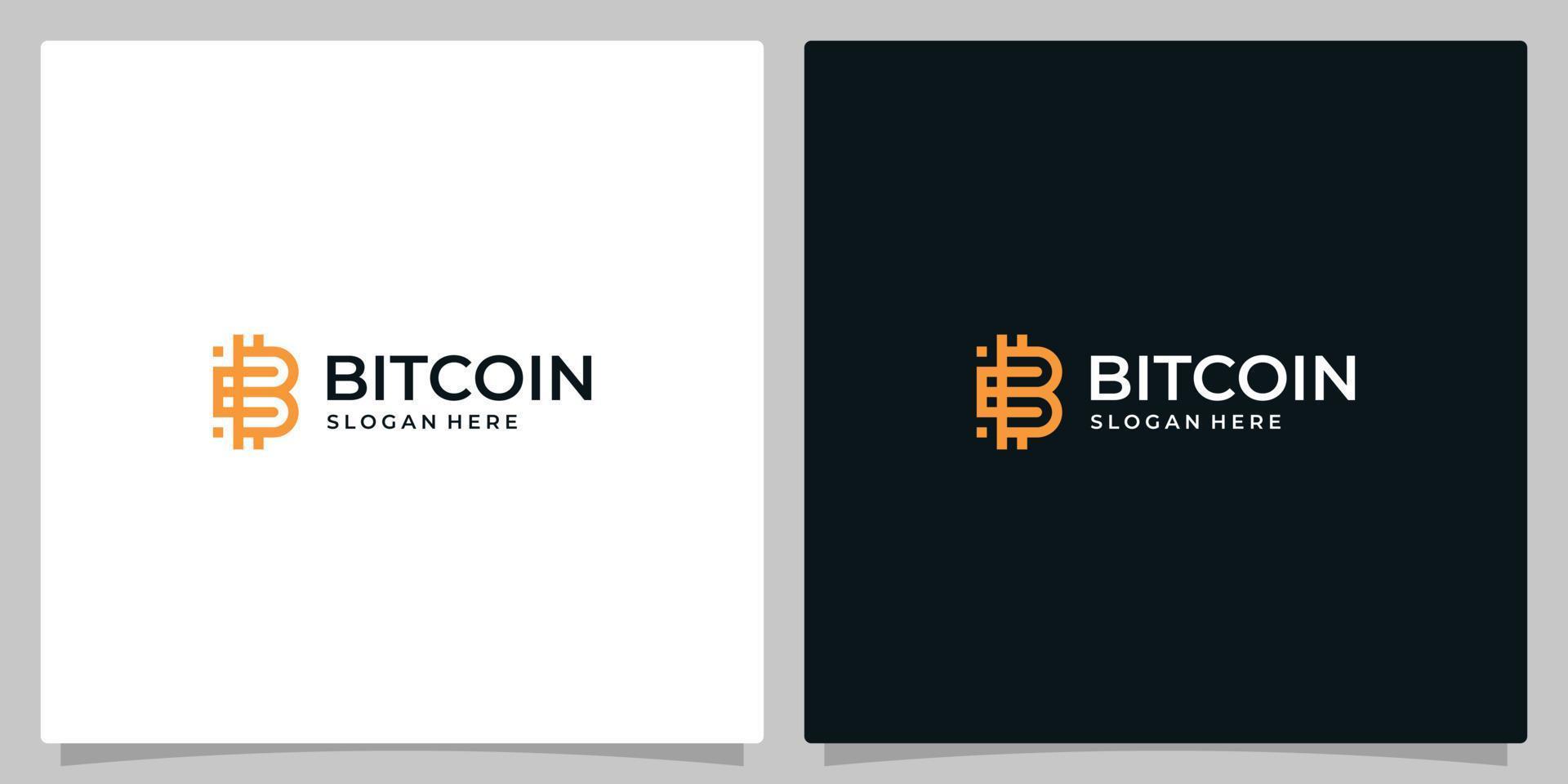 Bitcoin Konzept. Kryptowährung Logo unterzeichnen. Digital Geld. Block Kette, Finanzen Symbol. eben Stil Vektor Illustration