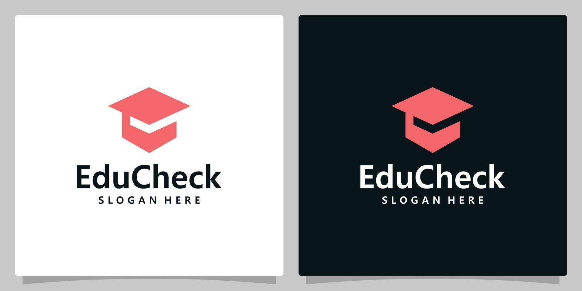 högskola, examen, campus, utbildning logotyp design. och kolla upp mark logotyp. vektor