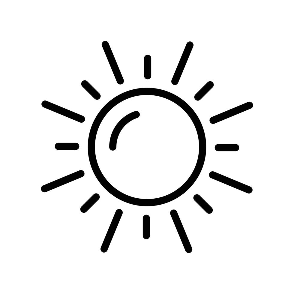 Sonne Gliederung Symbol, Sommer, sonnig Tag Symbol, Sommer- Design Elemente, heiß Wetter, Sonnenlicht Symbol Gliederung schwarz und Weiß vektor