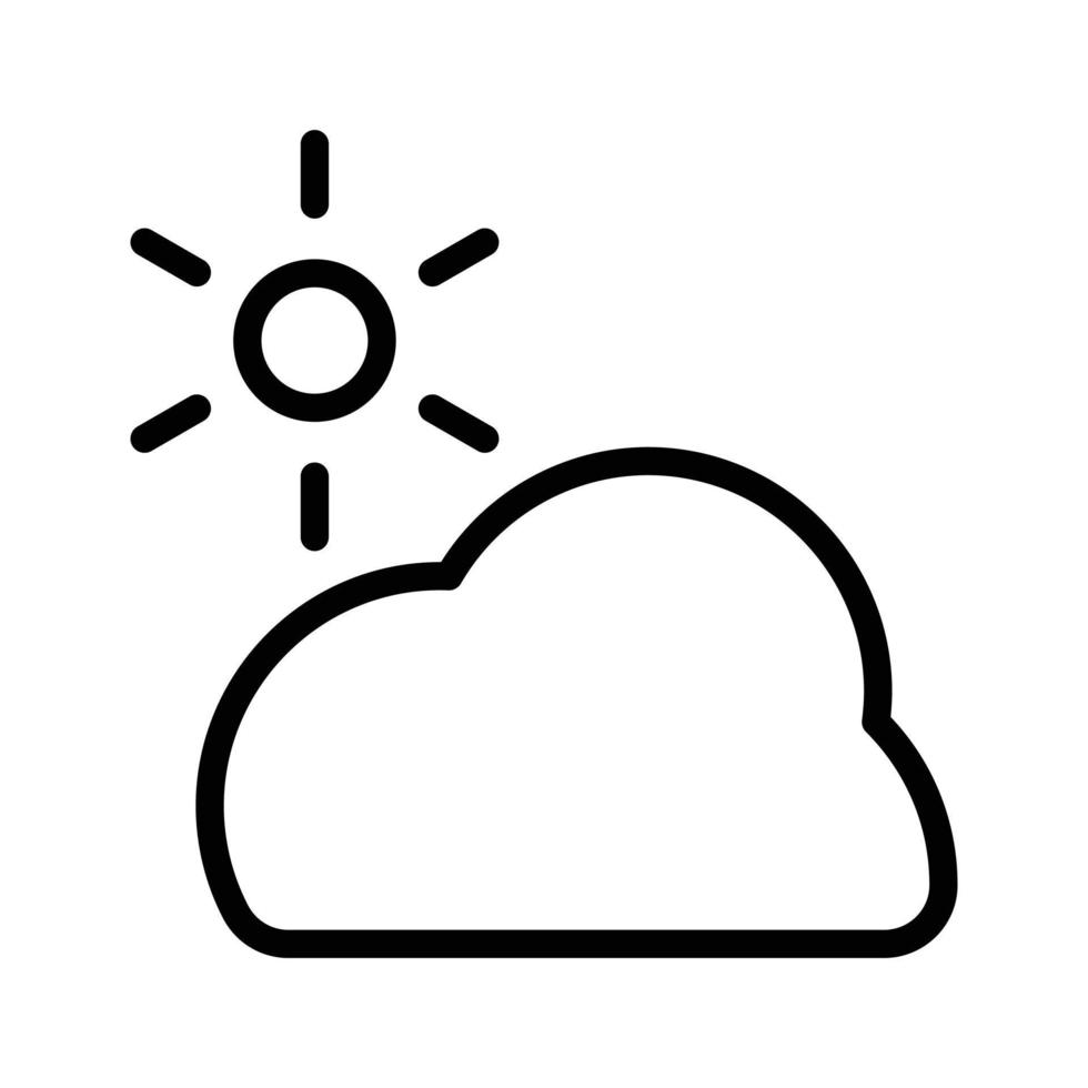 Sol översikt ikon, sommartid, solig dag ikon, sommar design element, varm väder, solljus ikon översikt svart och vit vektor