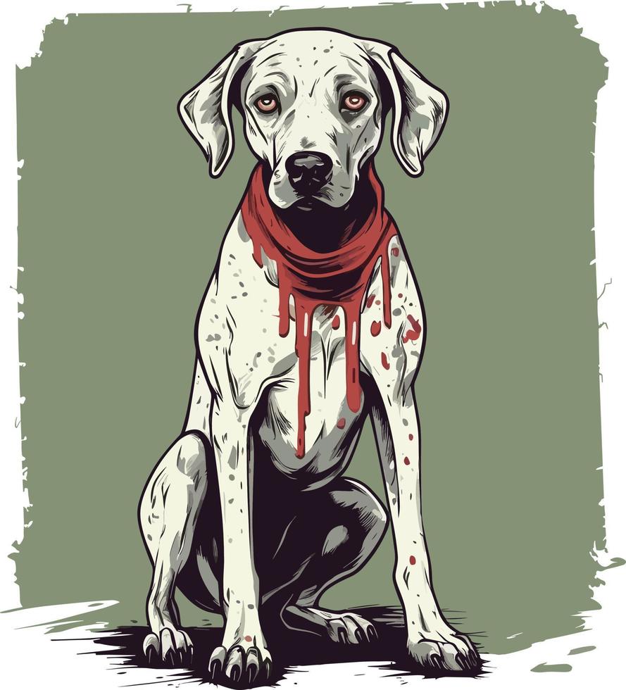 söt zombie hund maskot borstat stil illustration vektor