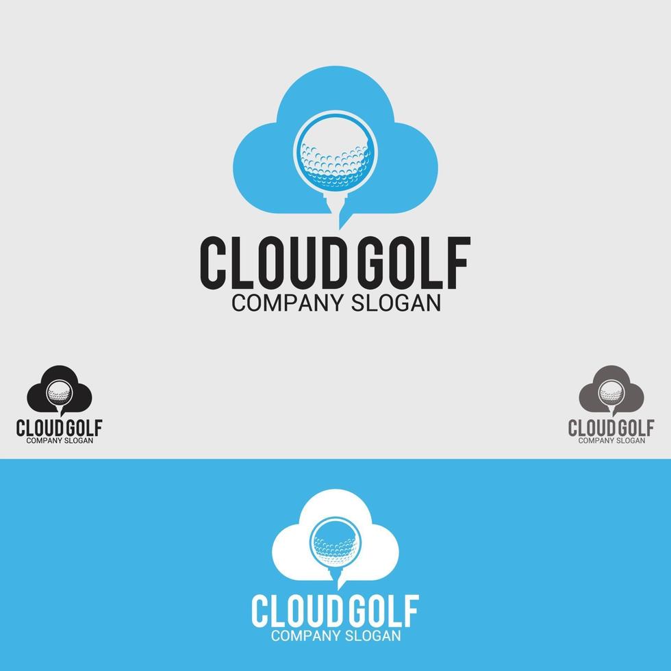 Cloud Golf Logo Design Vektor Vorlage Set