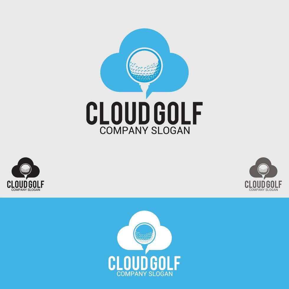 moln golf logo design vektor mall set