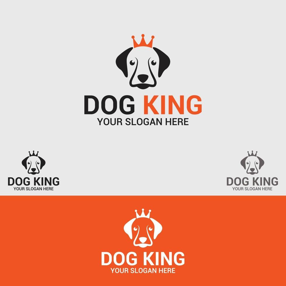 Hundekönig-Logo-Entwurfsschablonensatz vektor