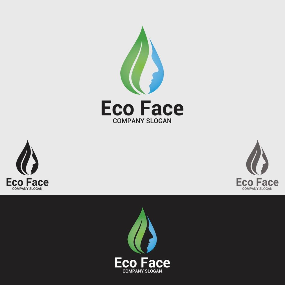 eco ansikte logo design vektor mall set