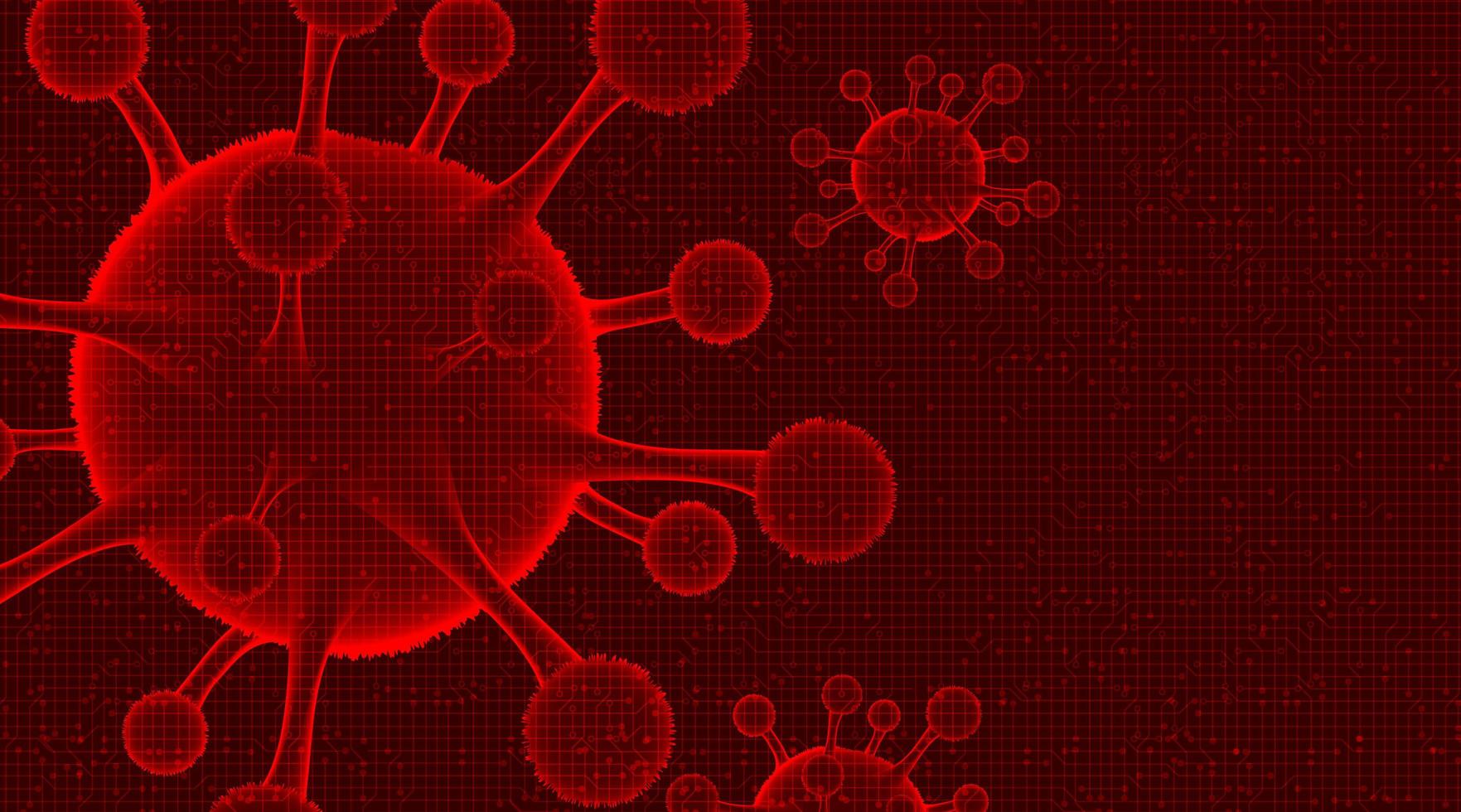fara coronavirus 2019-ncov på röd bakgrund, medicinsk vård och mikrobiologi koncept vektor