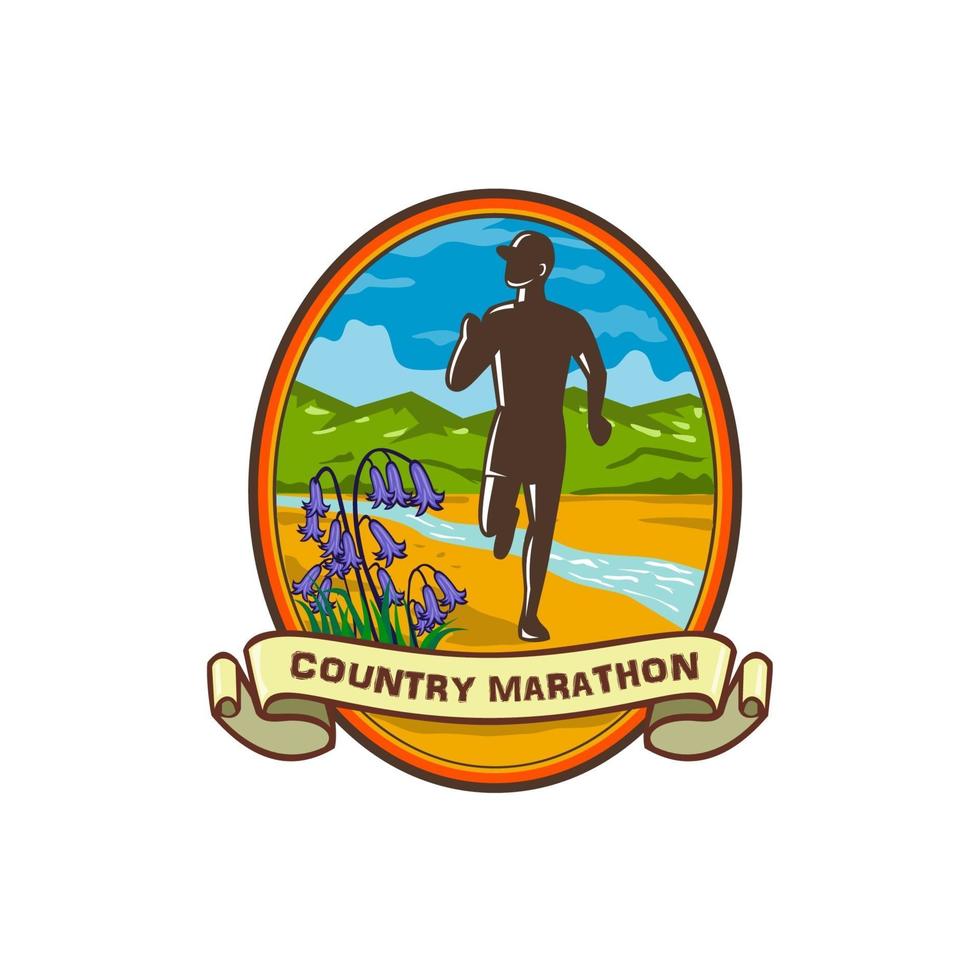 Country Marathon Runner Bluebells Abzeichen vektor