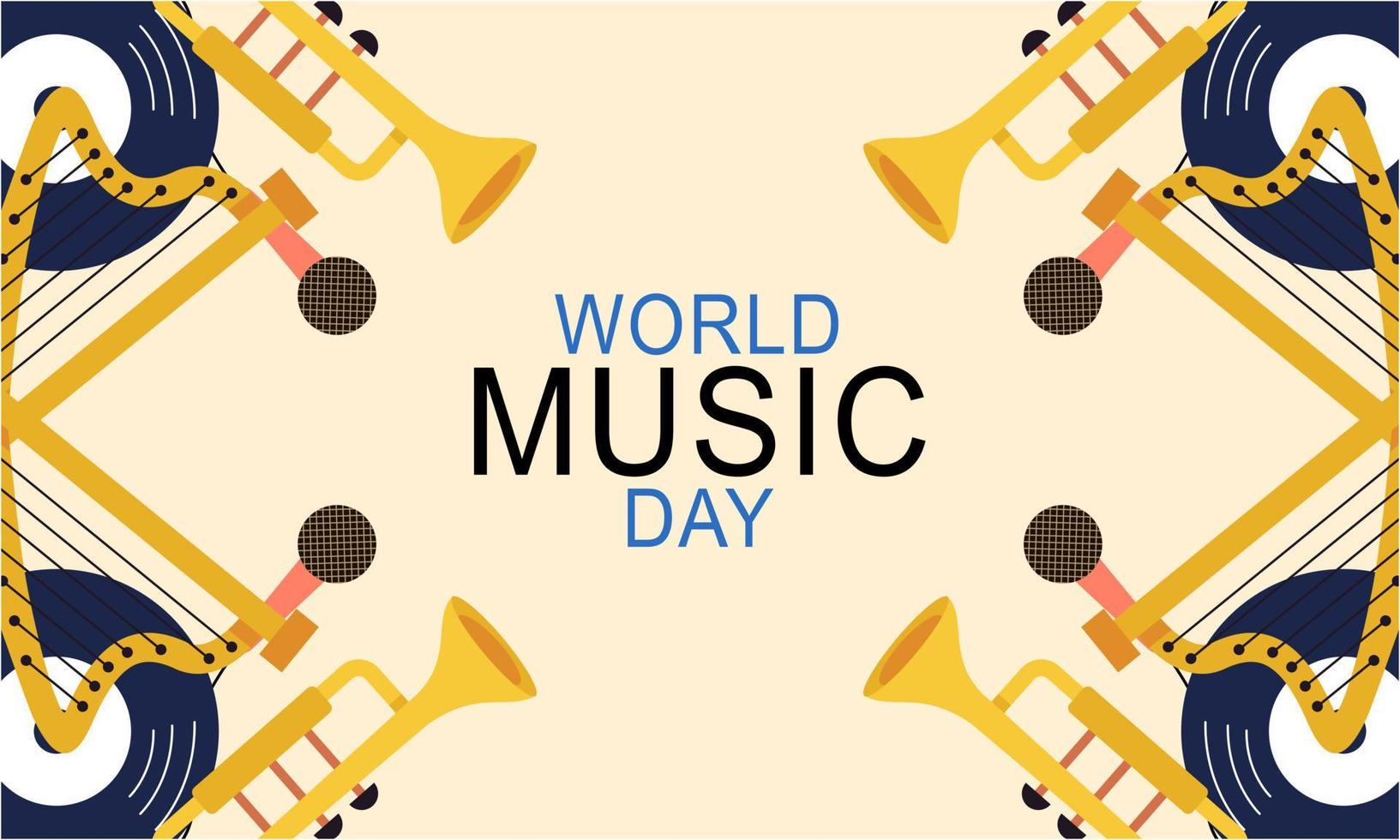 Welt Musik- Tag mit Musical Instrumente Vektor