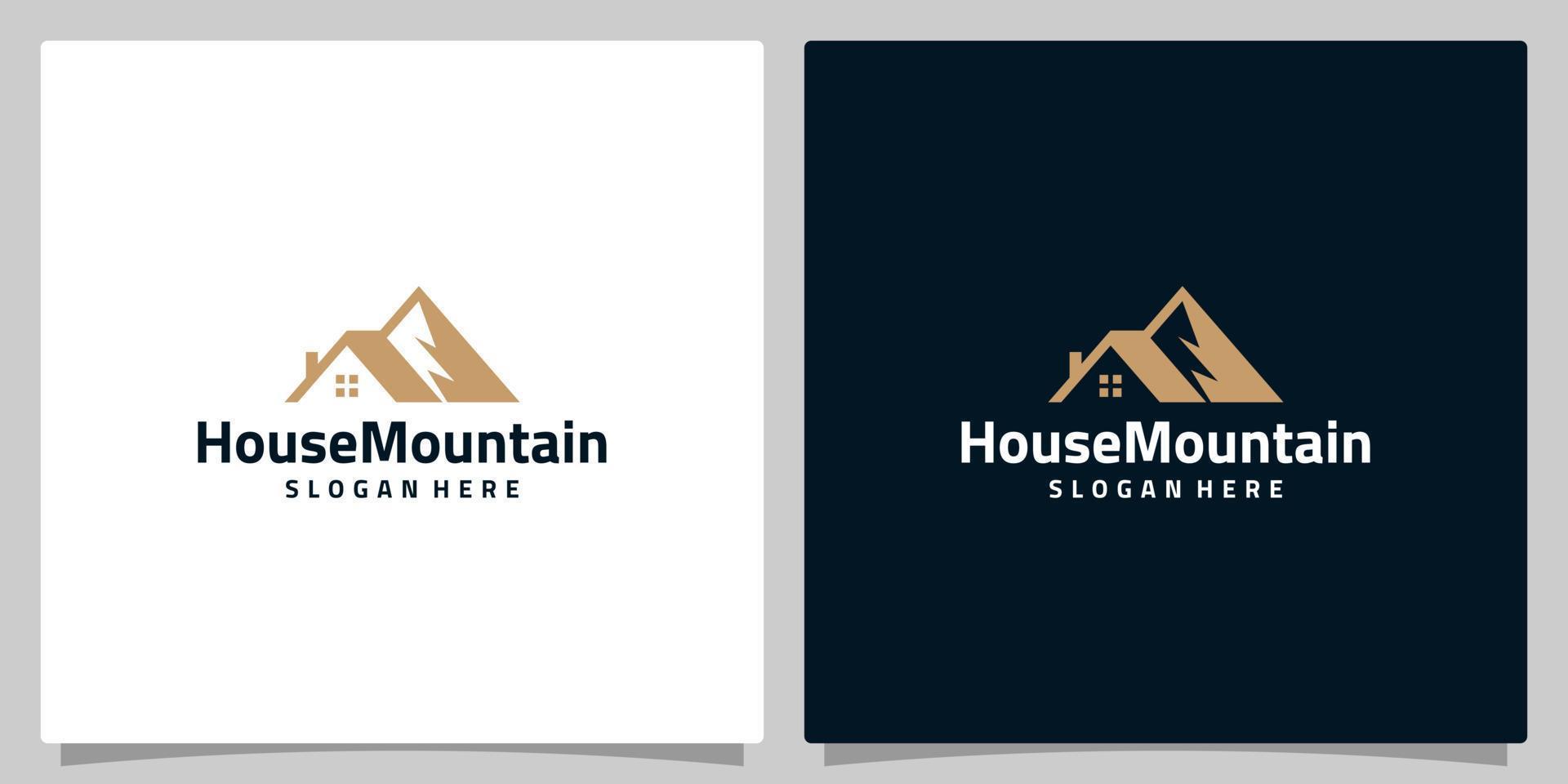 Haus Logo Design Vorlage mit Berg Logo Grafik Design Vektor Illustration. Symbol, Symbol, kreativ.