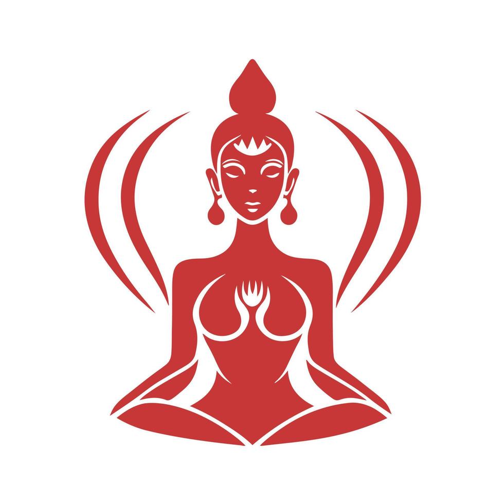 graciös yoga kvinna mediterar i lotus utgör. minimalistisk vektor illustration. Bra för yoga studio, kondition Centrum, kläder, och wellness varumärke.