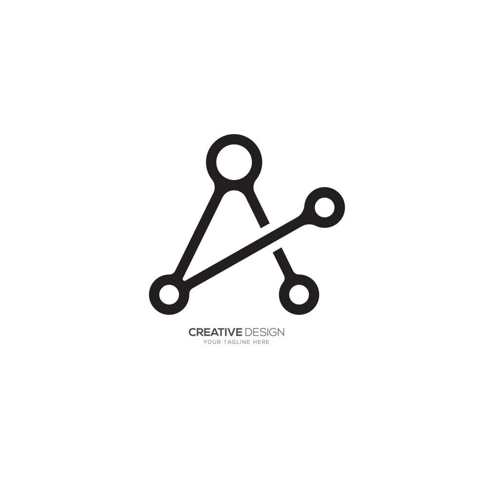 Brief ein mit kreativ einzigartig gestalten Software Technologie Logo vektor