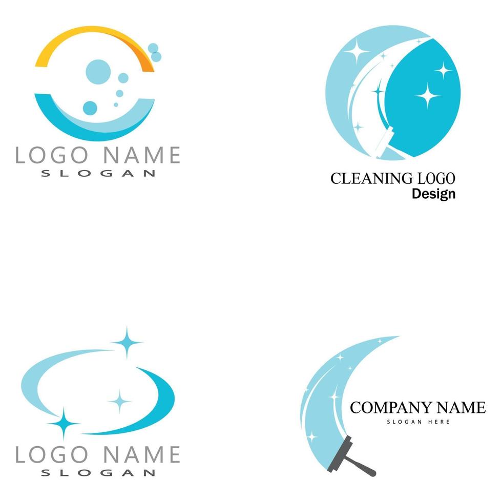 rengöring ren service logotyp ikon vektor malluppsättning