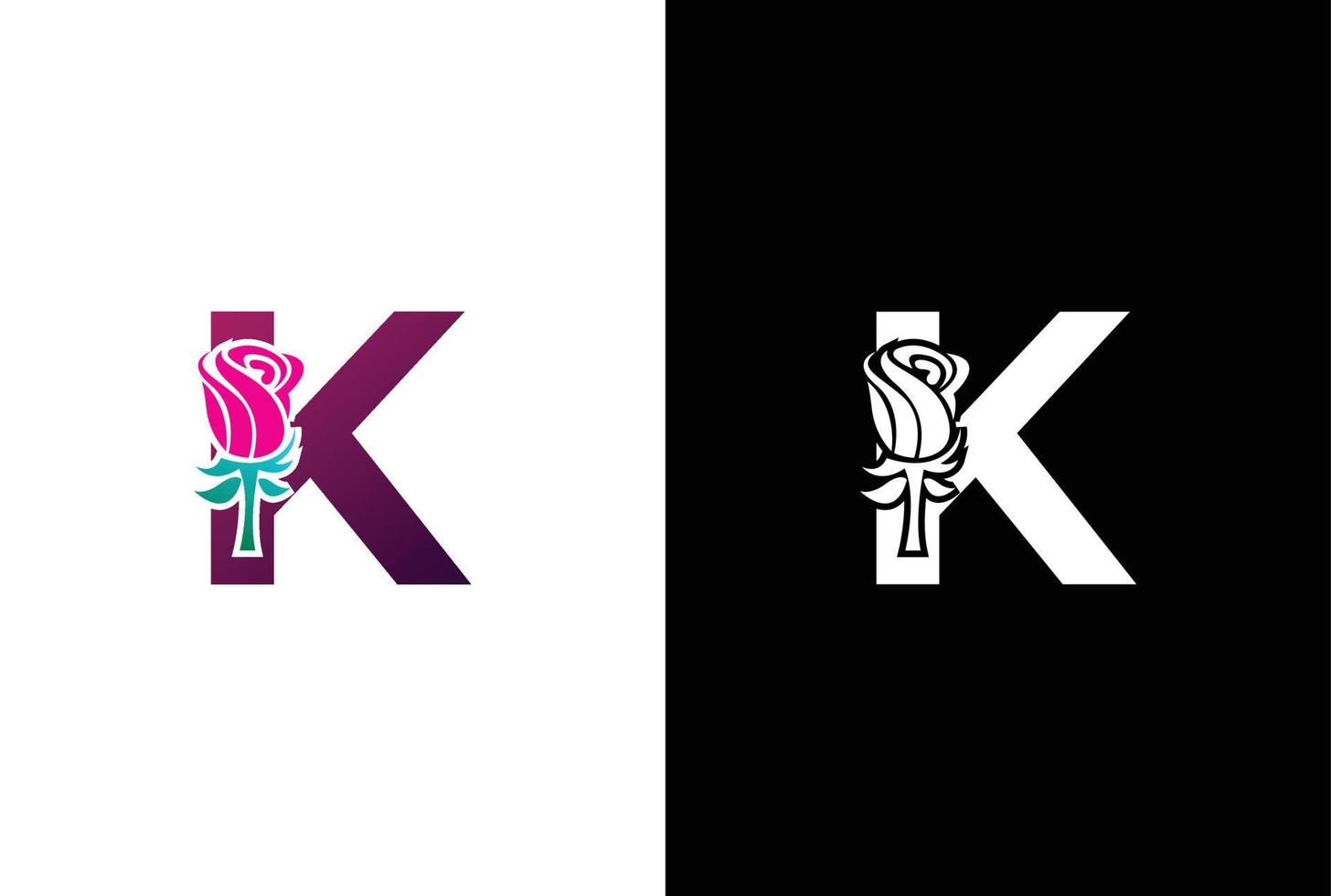 illustration skönhet reste sig med brev k tecken logotyp vektor design mall. brev k med reste sig för skönhet och mode.