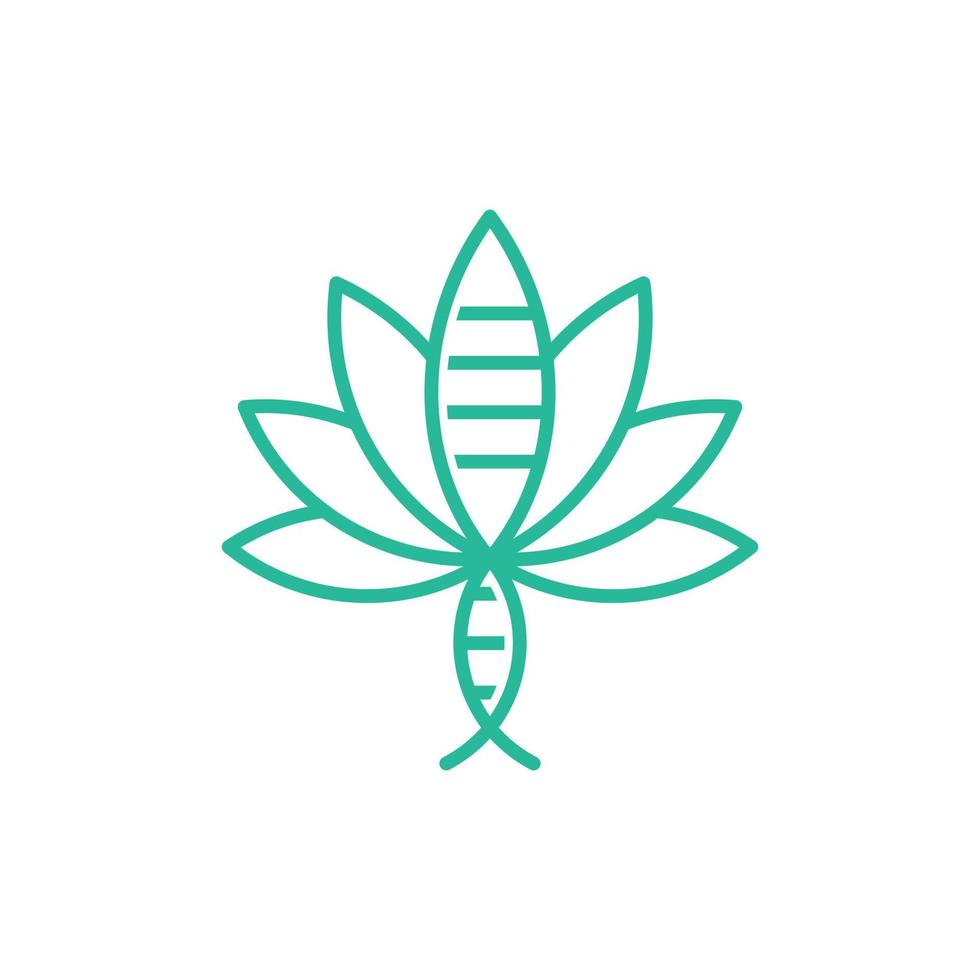 grön cannabis med dna linje modern logotyp vektor