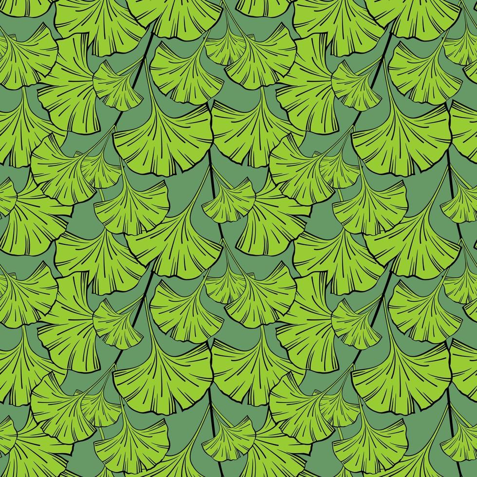 nahtloser Hintergrund mit Ginkgo Biloba Blättern vektor