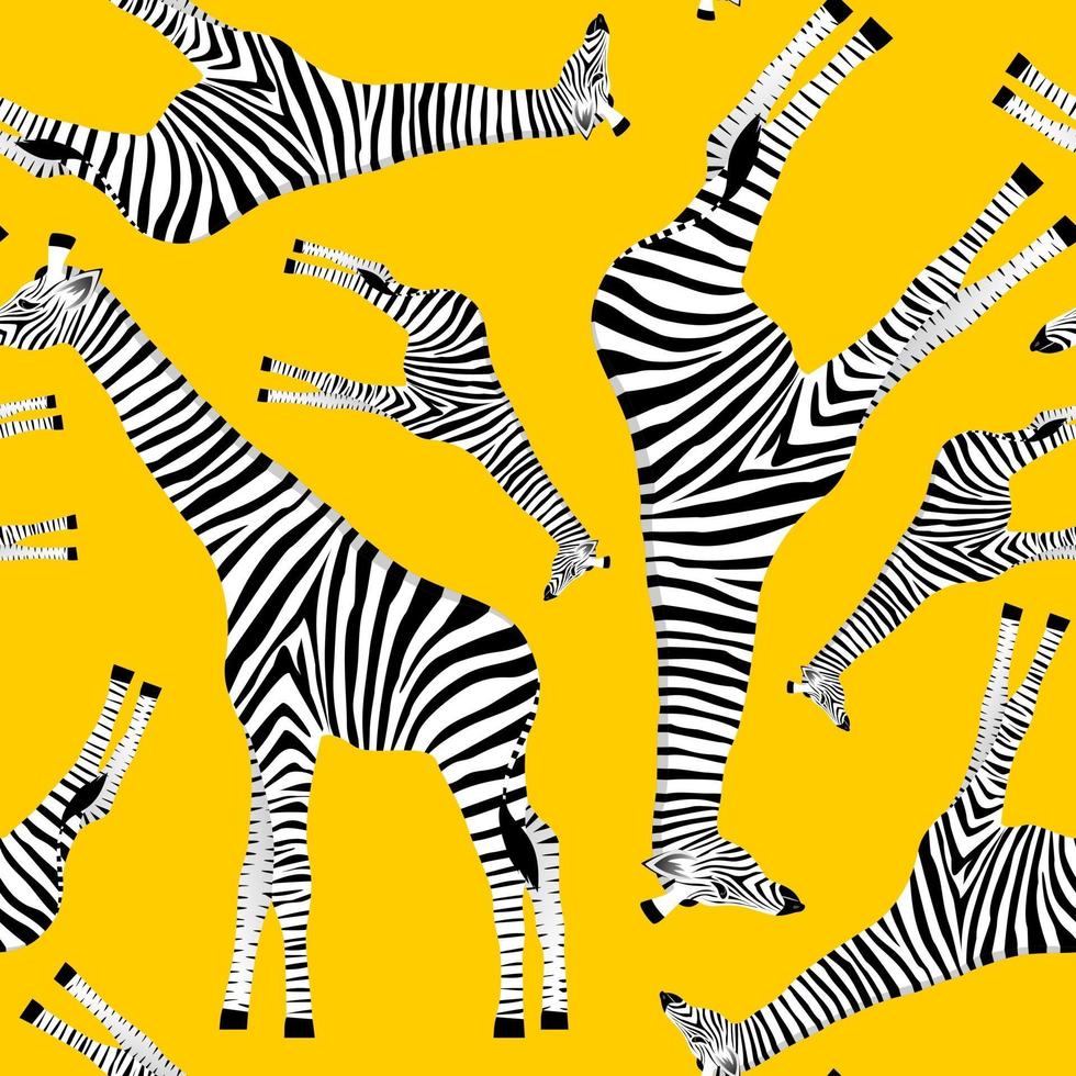 gelber Hintergrund mit Giraffen, die Zebras sein wollen vektor