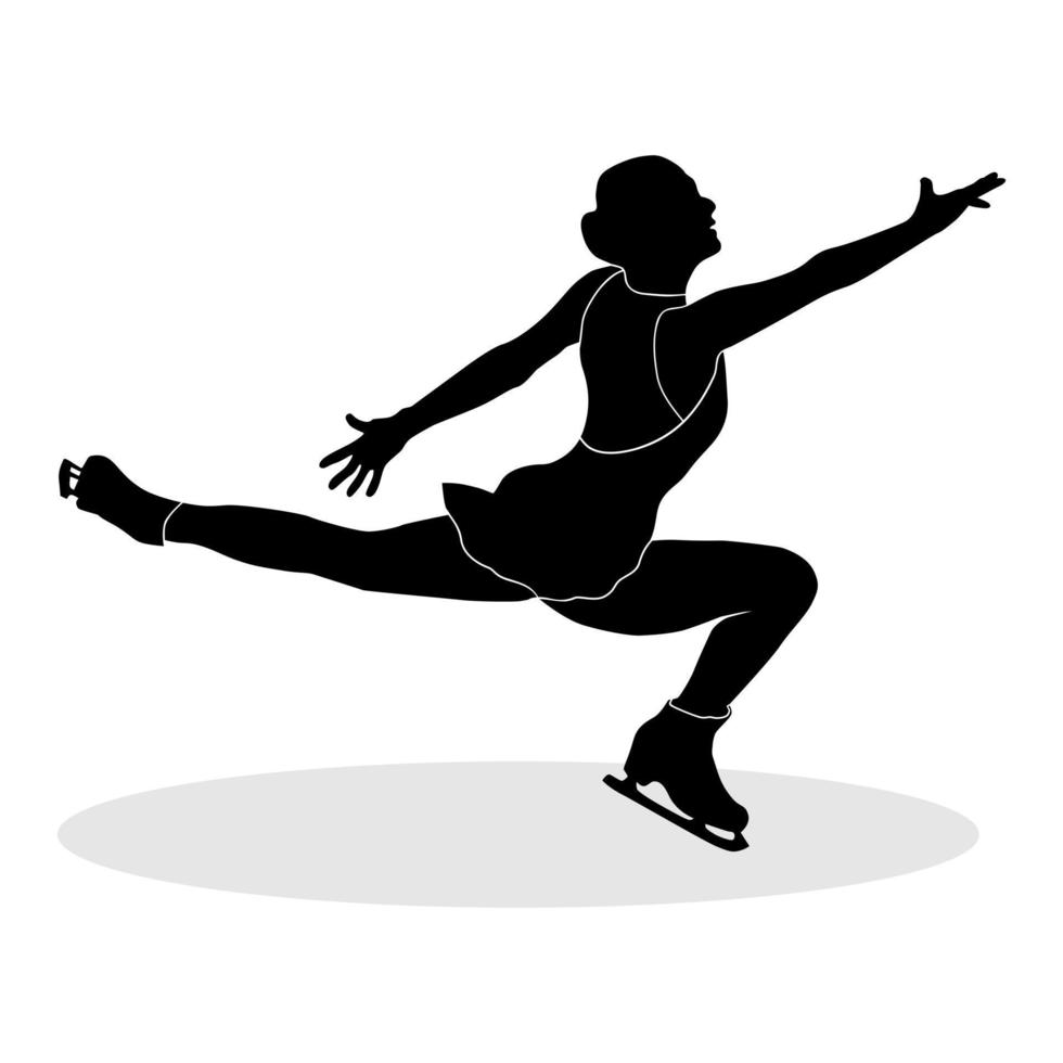 silhuett av idrottare kvinna is skater håller på med akrobatik. vektor illustration