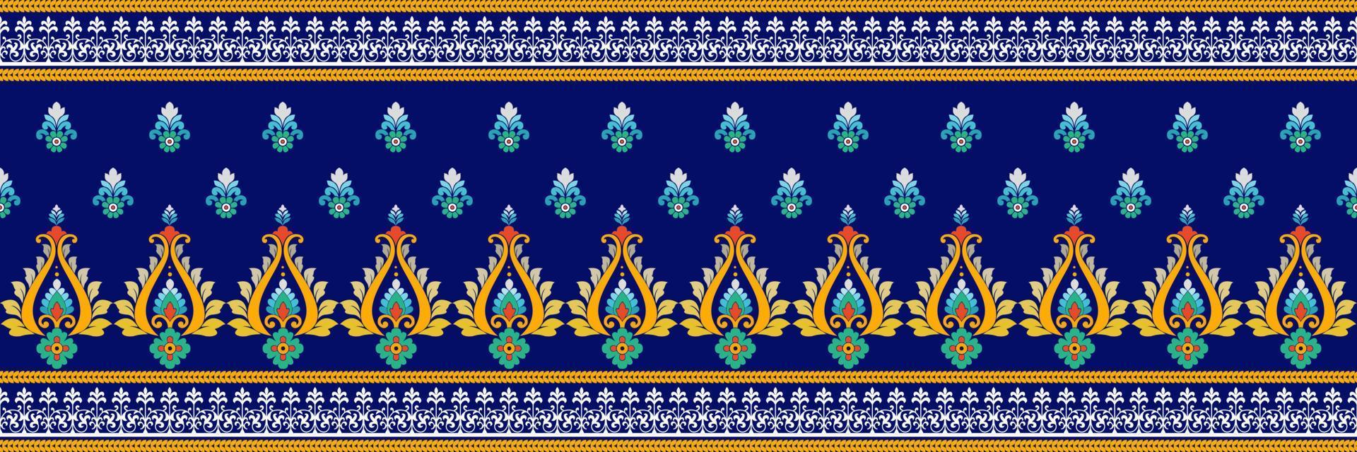 Blumen- nahtlos Muster. Vektor indisch dekorativ Hintergrund. Batik Indonesien. bunt Muster mit Paisley und stilisiert Blumen. Design zum Verpackung Papier, Abdeckung, Stoff, Textil, Hintergrund, Vorhänge