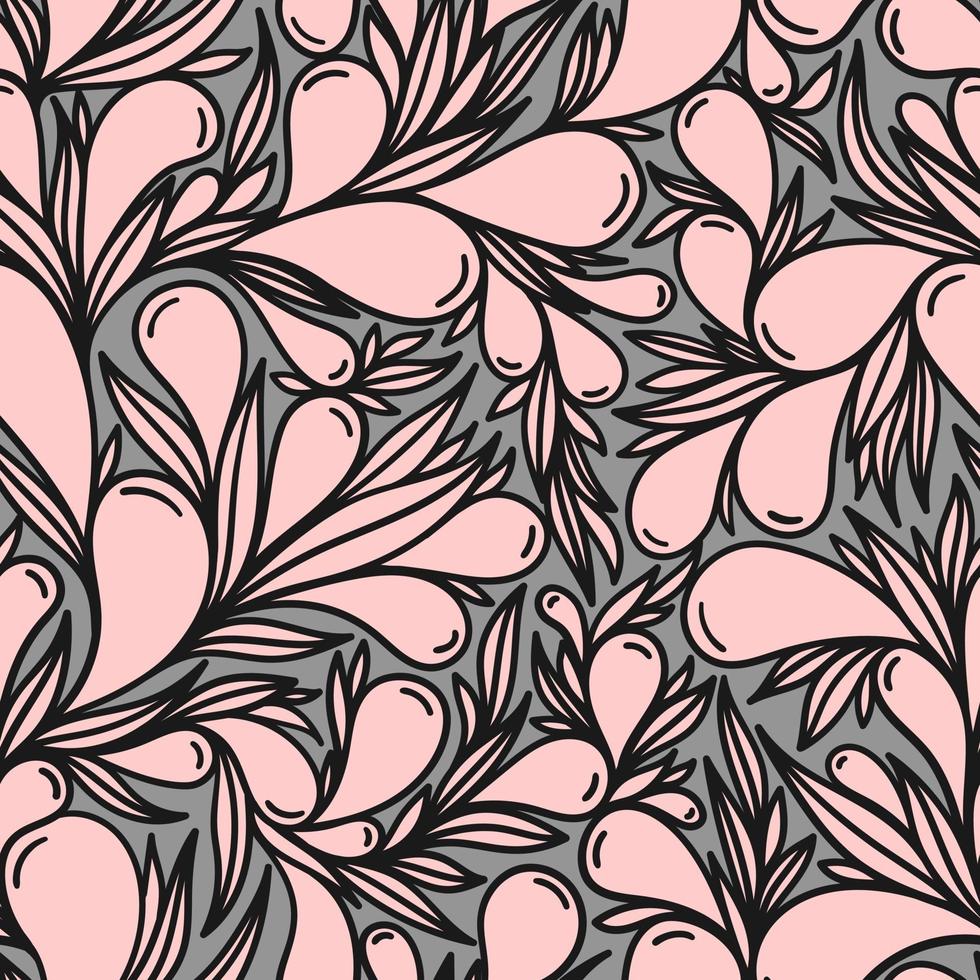 grå sömlös bakgrund med rosa paisley-mönster vektor