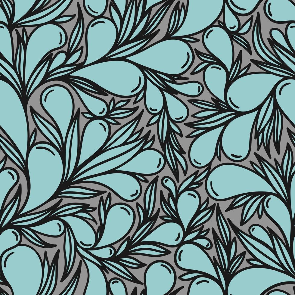 grå sömlös bakgrund med blå paisley-mönster vektor
