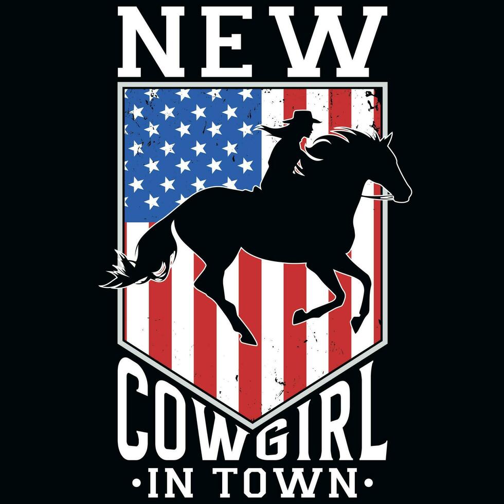 Neu Cowgirl im Stadt, Dorf Grafik T-Shirt Design vektor