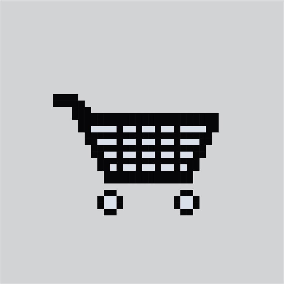 pixel konst illustration vagn marknadsföra. pixelated vagn. vagn affär korg ikon pixelated för de pixel konst spel och ikon för hemsida och video spel. gammal skola retro. vektor