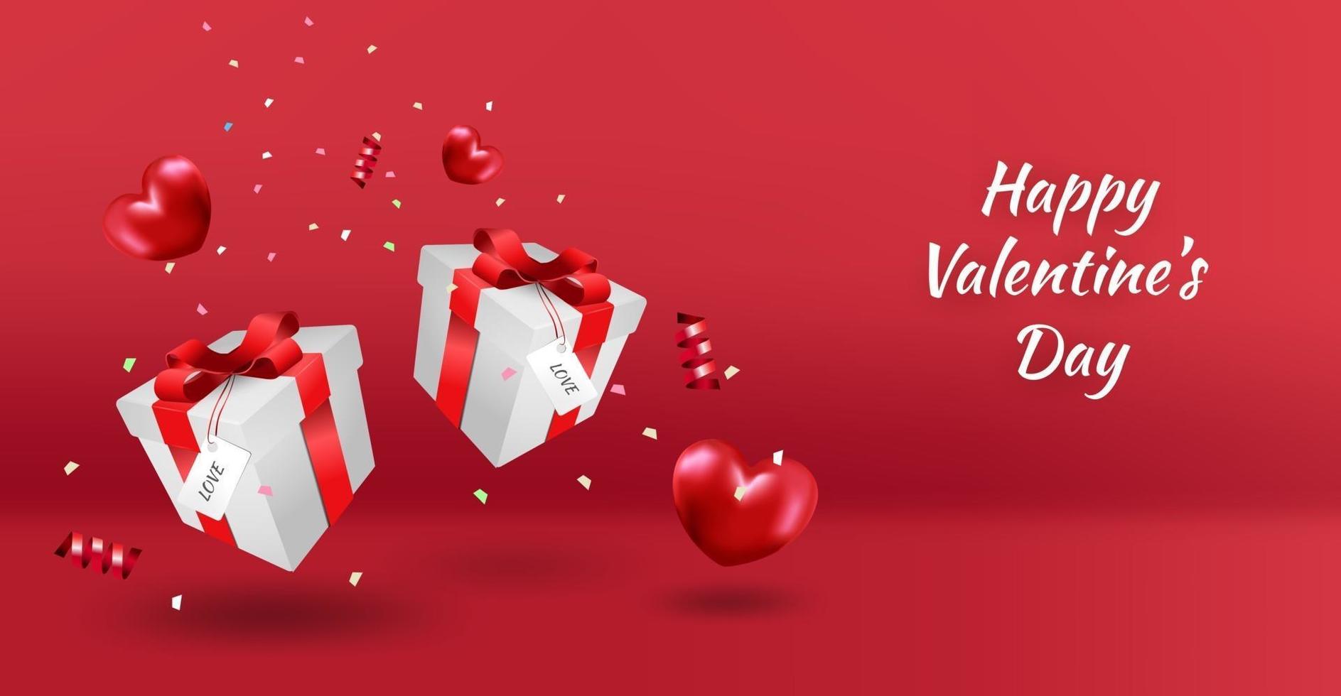 Happy Valentinstag Hintergrund oder Banner mit schönen Elementen. vektor