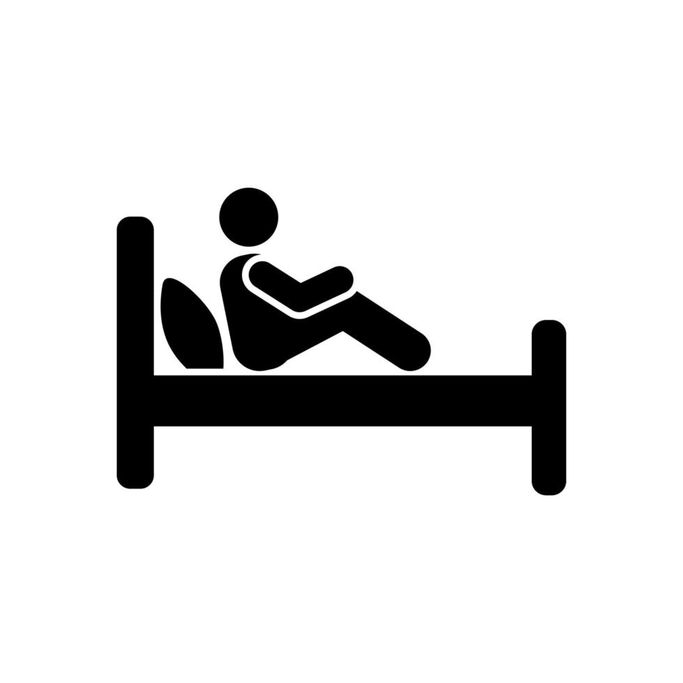 Mann, sitzen, Bett, sich ausruhen Vektor Symbol