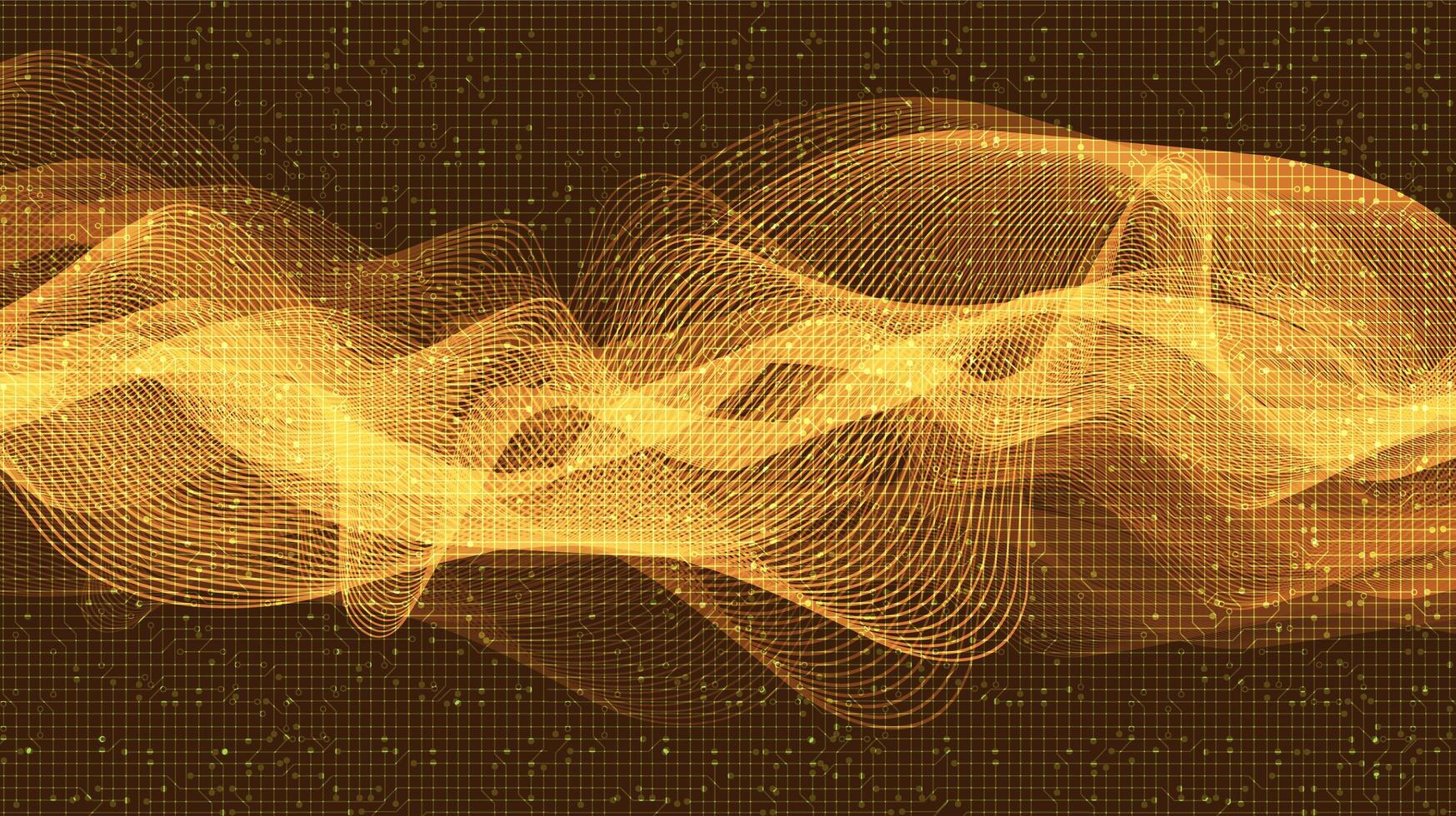 mörk guld digital ljudvågsteknik vektor