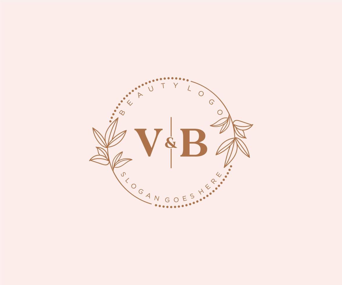 Initiale vb Briefe schön Blumen- feminin editierbar vorgefertigt Monoline Logo geeignet zum Spa Salon Haut Haar Schönheit Boutique und kosmetisch Unternehmen. vektor