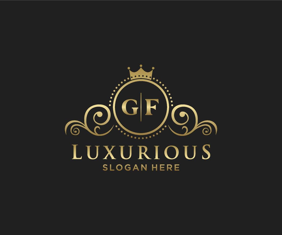 Royal Luxury Logo-Vorlage mit anfänglichem gf-Buchstaben in Vektorgrafiken für Restaurant, Lizenzgebühren, Boutique, Café, Hotel, Heraldik, Schmuck, Mode und andere Vektorillustrationen. vektor