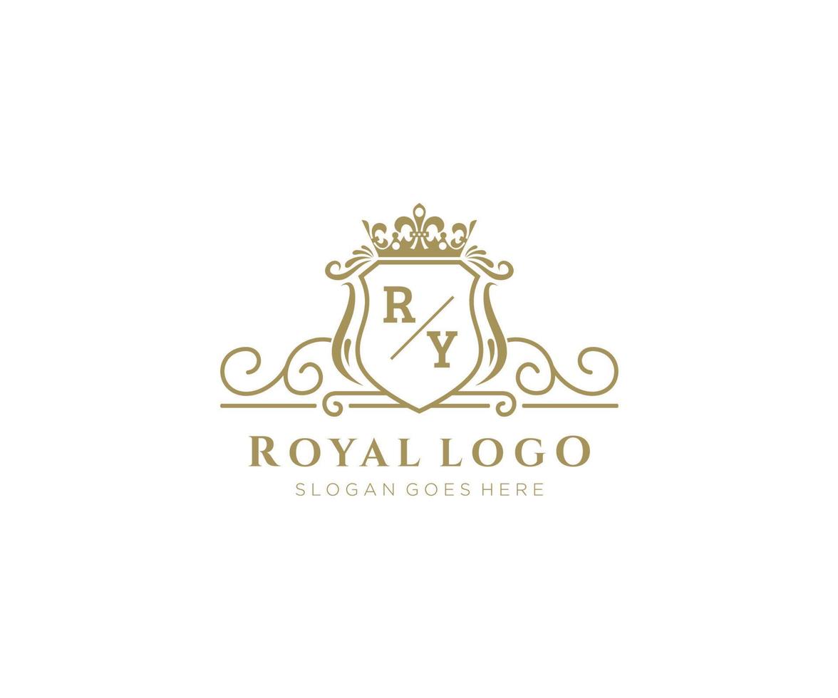 Initiale ry Brief luxuriös Marke Logo Vorlage, zum Restaurant, Königtum, Boutique, Cafe, Hotel, heraldisch, Schmuck, Mode und andere Vektor Illustration.