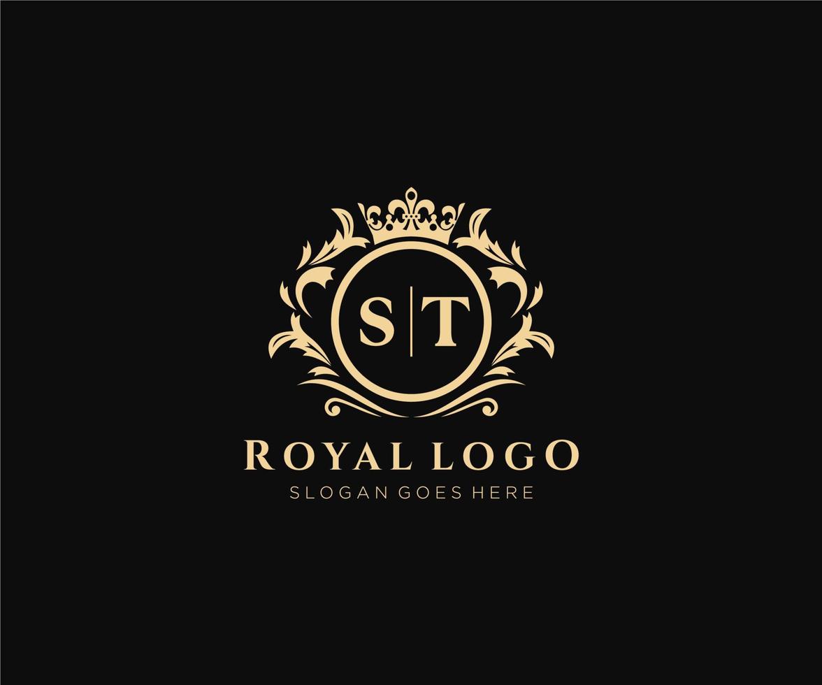 första st brev lyxig varumärke logotyp mall, för restaurang, kungligheter, boutique, Kafé, hotell, heraldisk, Smycken, mode och Övrig vektor illustration.