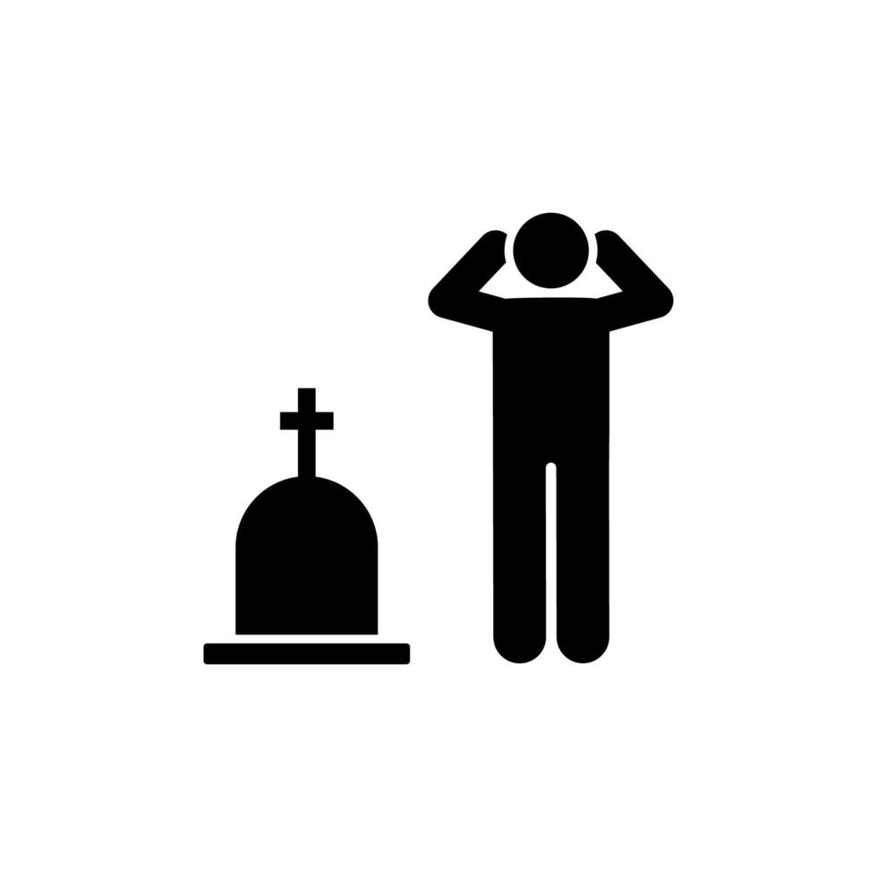 man begravning gråta sorg vektor ikon