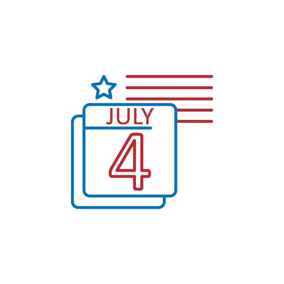 usa, 4:e av juli, kalender vektor ikon