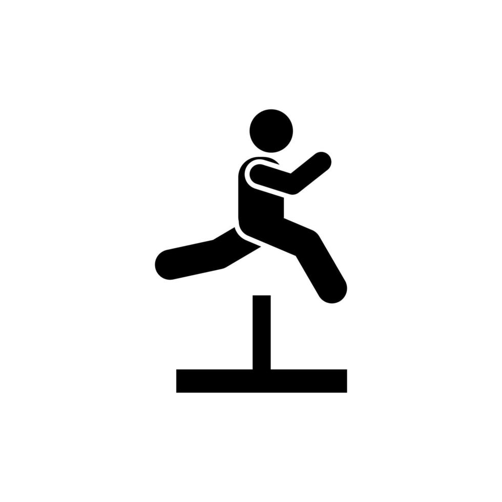 Mann Sport Fitnessstudio Übung springen mit Pfeil Piktogramm Vektor Symbol