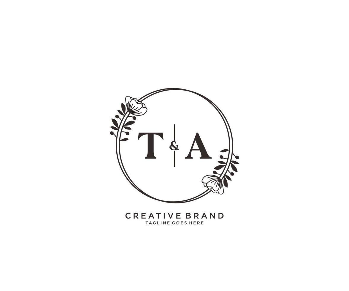 Initiale ta Briefe Hand gezeichnet feminin und Blumen- botanisch Logo geeignet zum Spa Salon Haut Haar Schönheit Boutique und kosmetisch Unternehmen. vektor