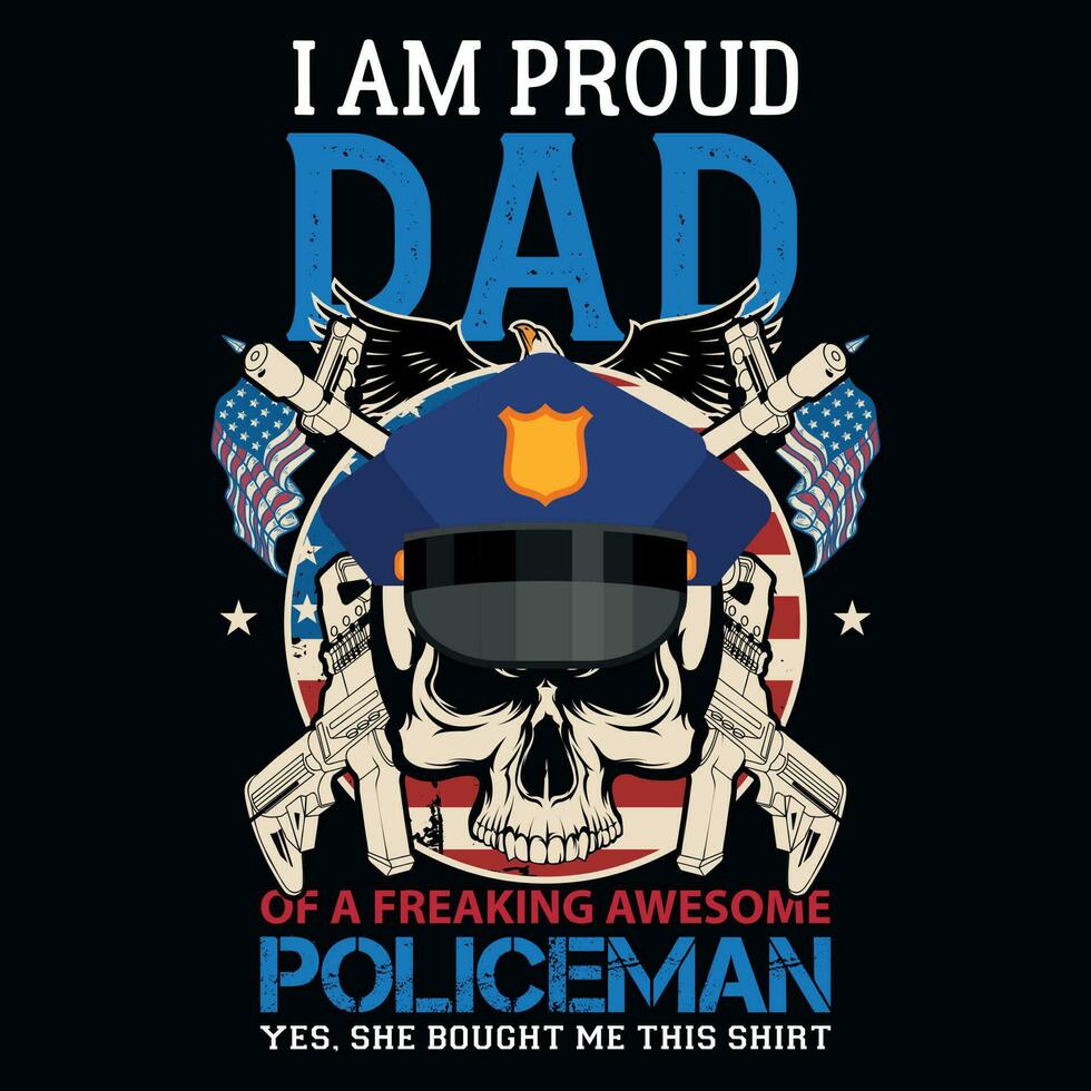 Polizist Papa Grafik T-Shirt Design vektor