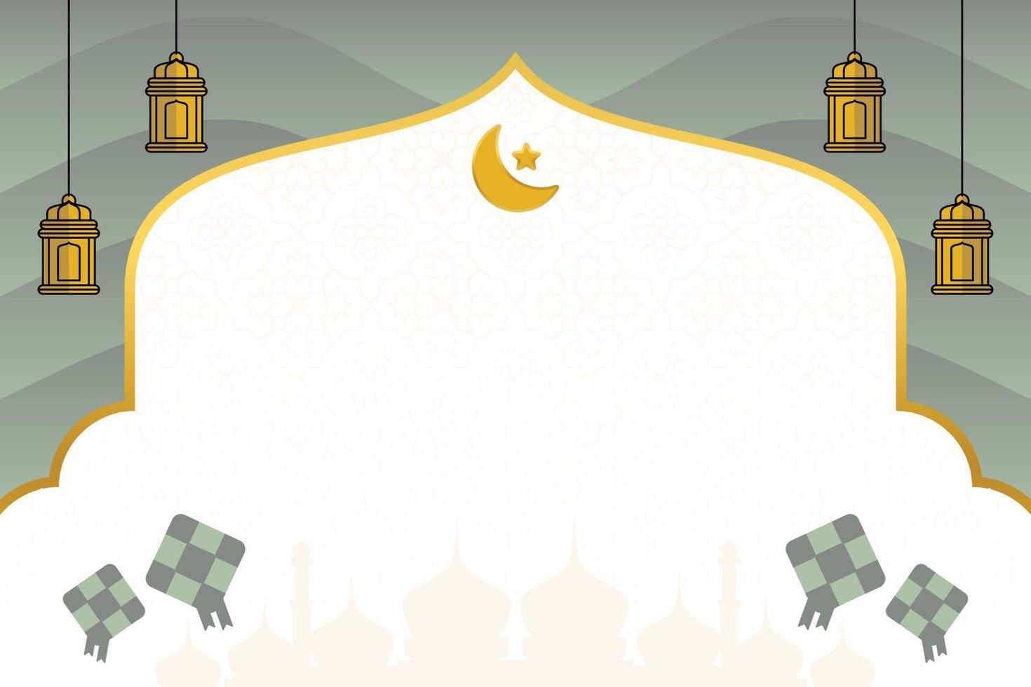 editierbar eid Verkauf Banner Vorlage. mit Diamant Ornamente, Mond, Sterne, Laternen und das Silhouette von ein Moschee. Design zum Sozial Medien, Poster, Gruß Karte, Netz. islamisch Vektor Illustration