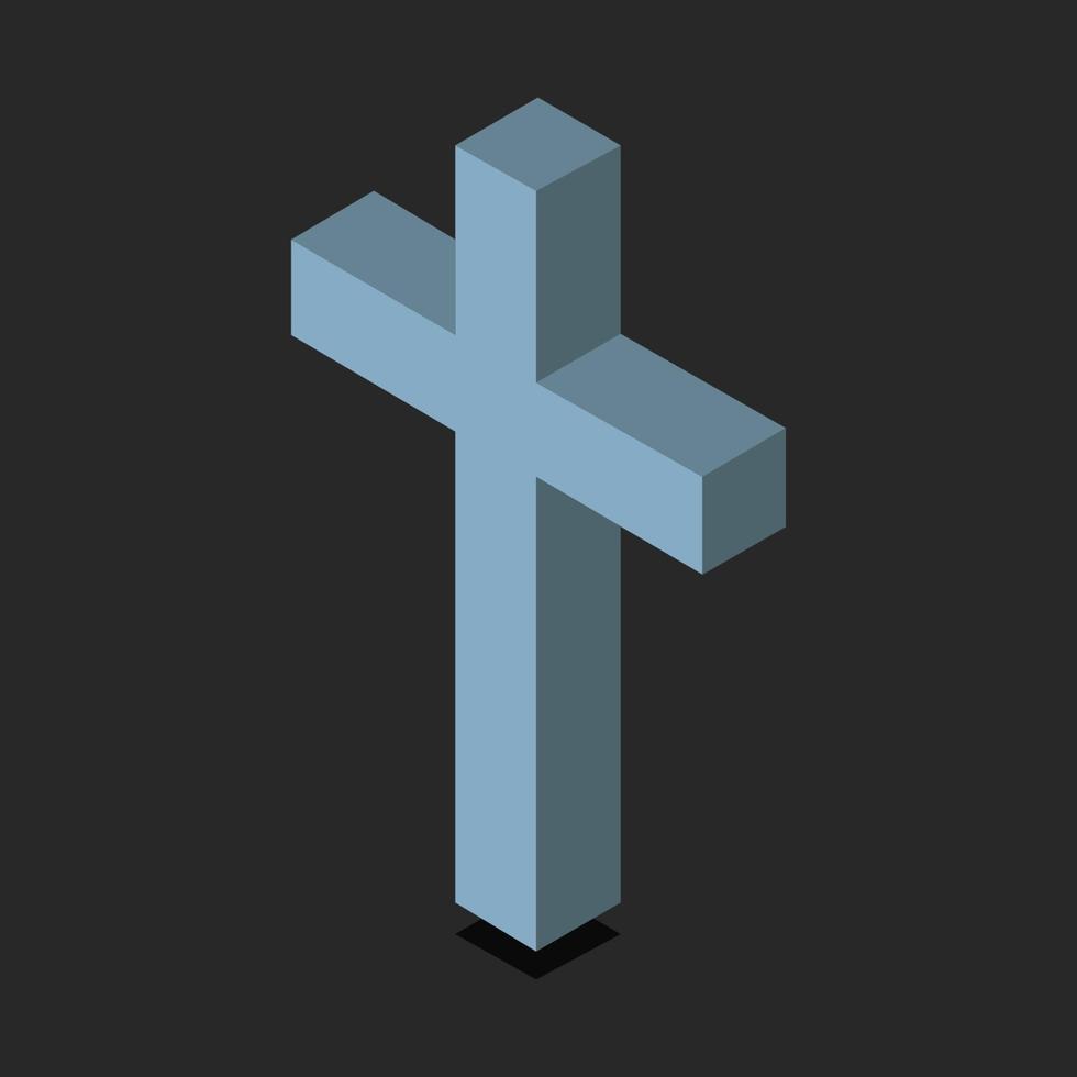 isometrisches religiöses Kreuz auf Hintergrund vektor