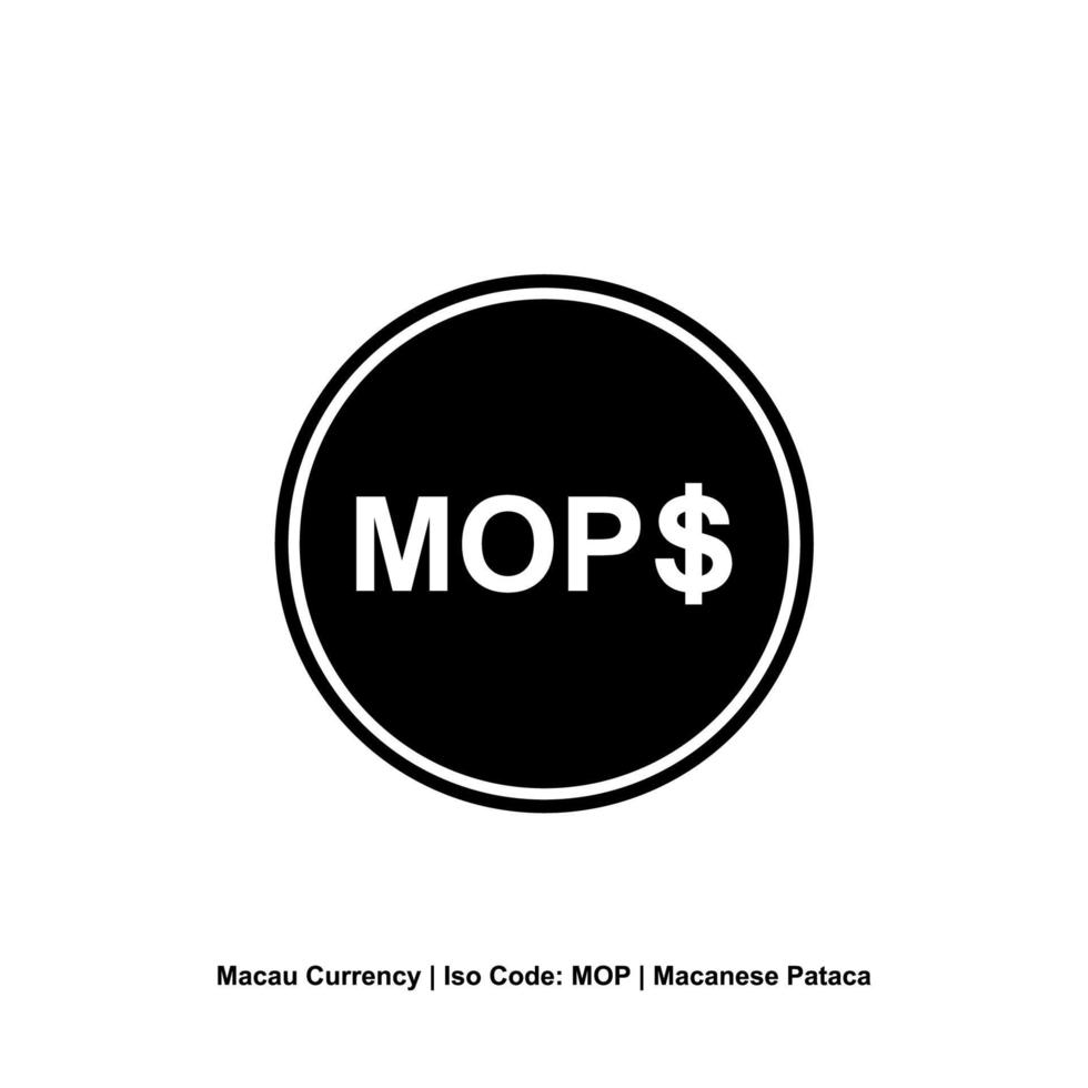 Macau Währung Symbol, Macanese Pataca Symbol, Mopp unterzeichnen. Vektor Illustration