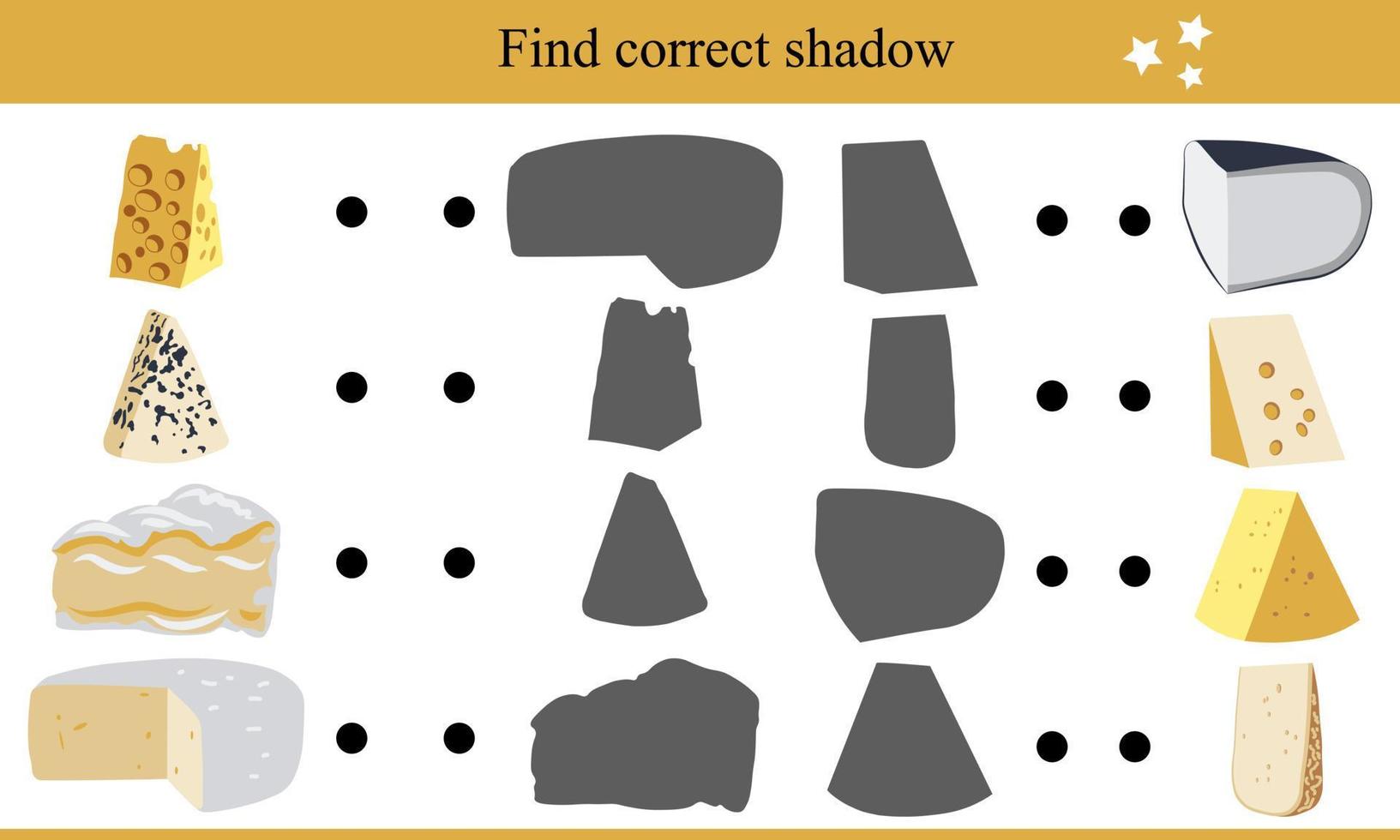 hitta korrekt skugga för ost. pedagogisk spel för barn vektor