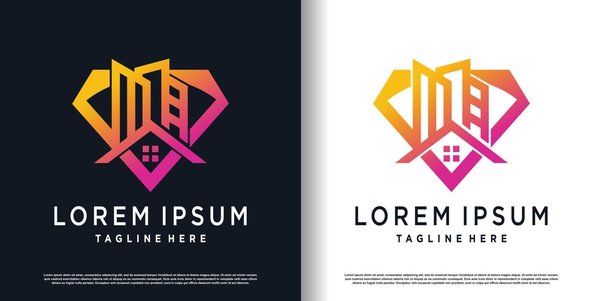 verklig egendom logotyp design med diamant element begrepp premie vektor