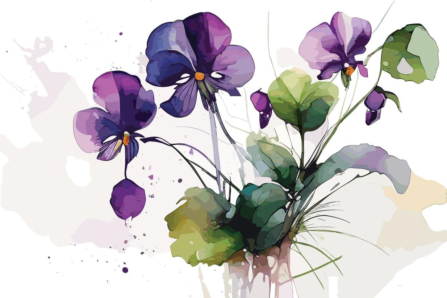 Aquarell beschwingt Veilchen Blume Illustration zum Sozial Medien Anzeigen, Poster, Banner, und Buch Abdeckungen Design vektor