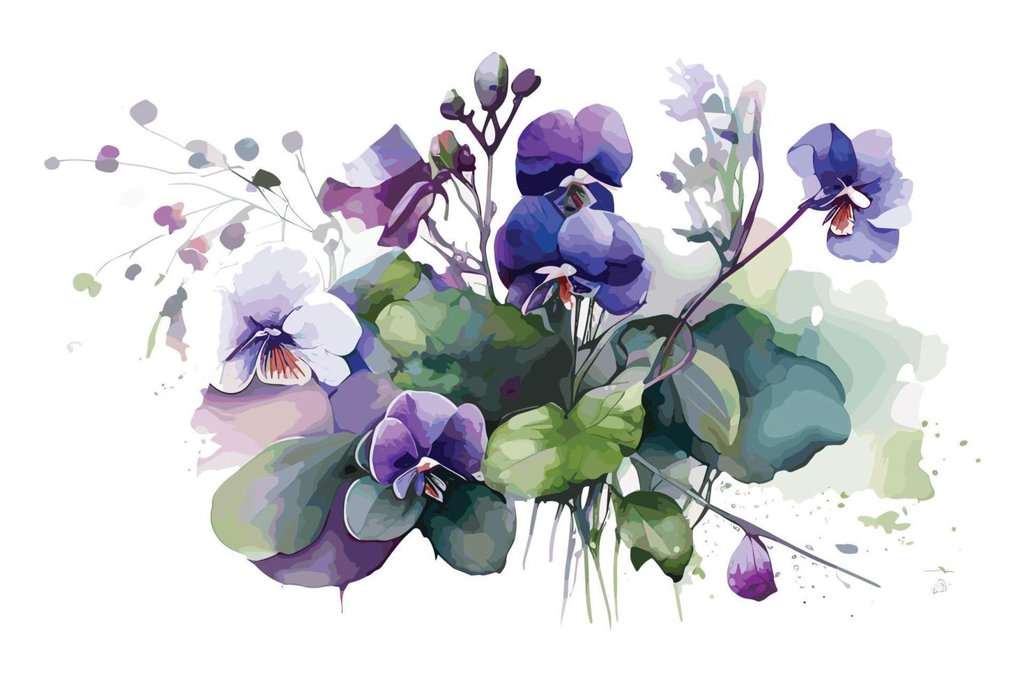 vattenfärg vibrerande violer blomma illustration för social media annonser, affischer, banderoller, och bok omslag design vektor