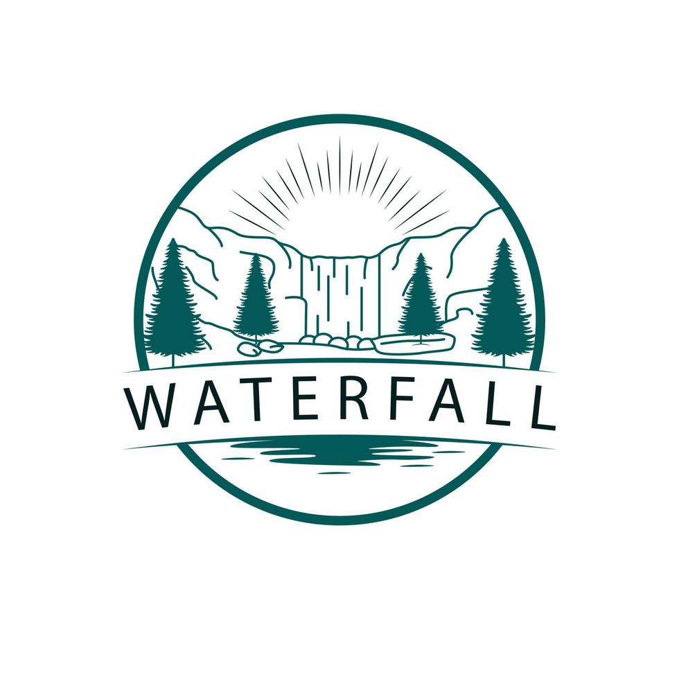 Wasserfall bunt Logo Design. Natur Emblem. Tierwelt Wald Logo Vorlage. vektor