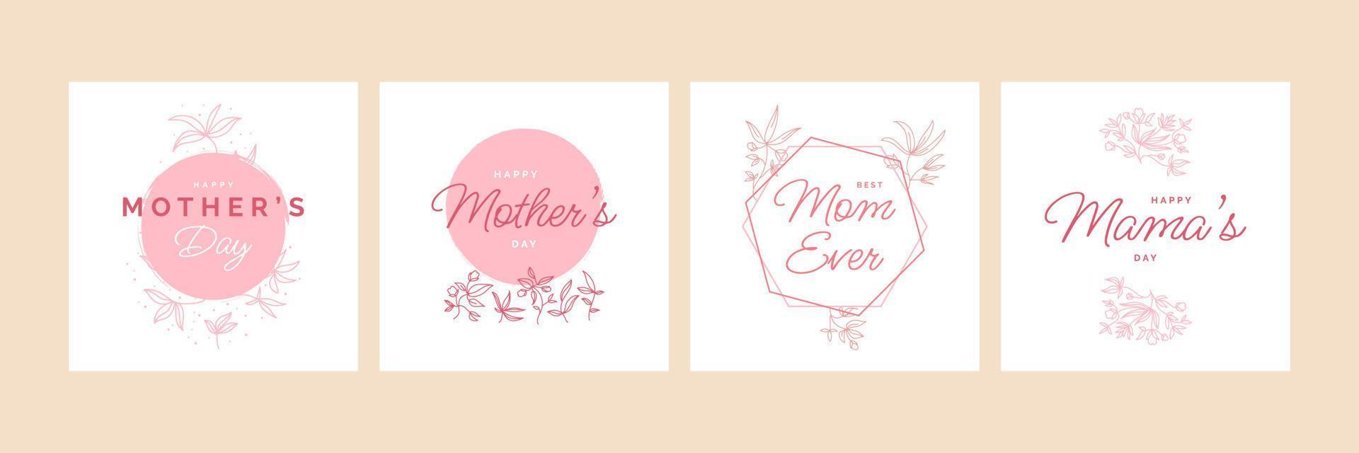 glücklich Mutter Tag Typografie zum Gruß Karte oder Poster Design mit Blume Illustration vektor