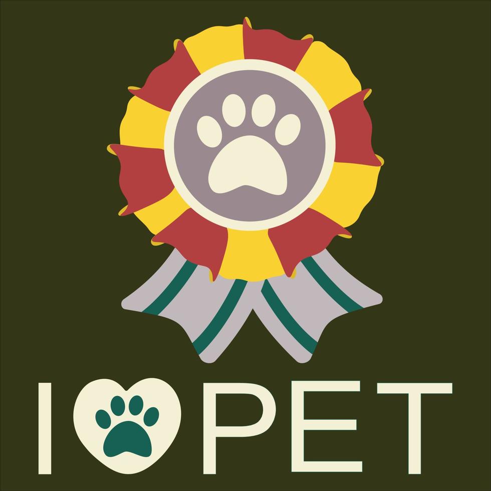 logotyp med text jag kärlek sällskapsdjur. tilldela med band. vektor