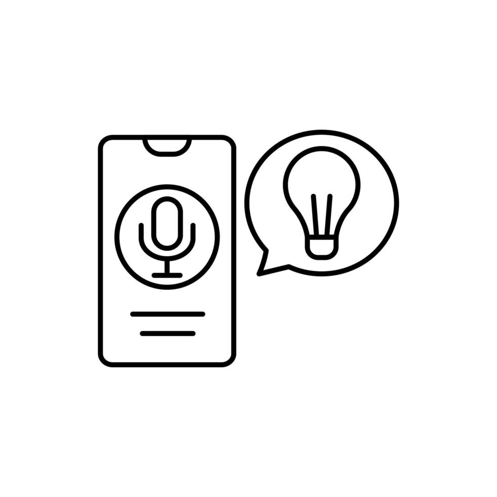 smartphone, mikrofon, ljus Glödlampa vektor ikon